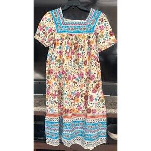 Vintage Expressions Catalog Cotton Muu Muu House Lounge Boho Floral Dress Large